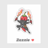 Funny Chili Pepper Fire Ninja Samurai Illustration Sticker (Vel)
