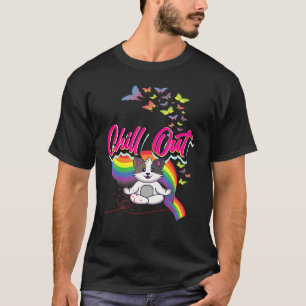 Funny Chill out Cute Cat Meditate Meditation Graph T-shirt