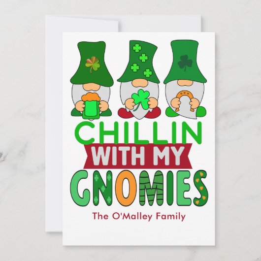 Funny Chillin met mijn Gnomies St Patricks Day Fla Kaart (Voorkant)