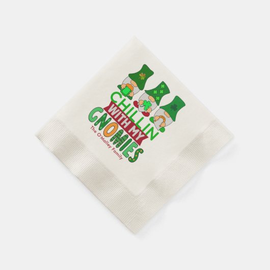 Funny Chillin met mijn Gnomies St Patricks Day Servet (Hoek)