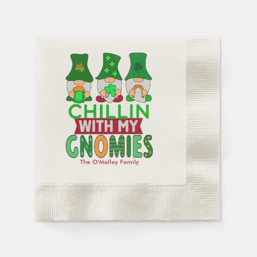 Funny Chillin met mijn Gnomies St Patricks Day Servet (Voorkant)