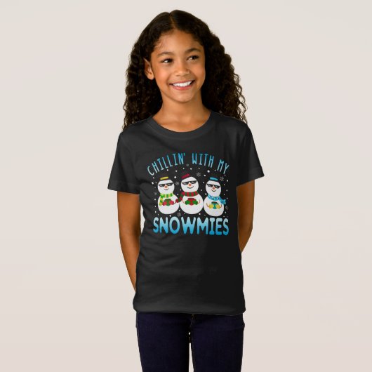Funny Chillin met mijn Snowmies kerst T-shirt (Voorkant volledig)