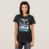 Funny Chillin With My Snowmies Christmas Snowman K T-shirt (Voorkant volledig)