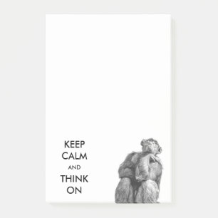 Funny Chimpansee Animal Keep Calm and Think on Post-it® Notes
