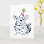 Funny Chinchilla carte d'anniversaire (Fleur jaune)
