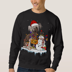 Funny Chinese Crested Dog Kerstmis Snowman Xmas L Trui