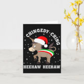 Funny Chingedy Ching Hee Haw Santa Merry Christmas Kaart (Gele Bloem)
