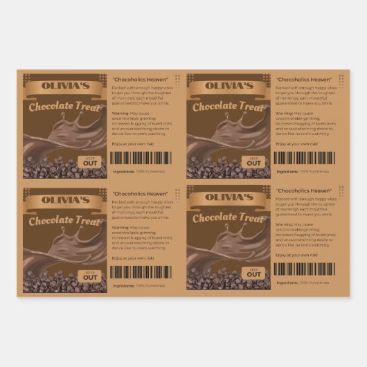 FUNNY Chocoholics Named Chocolate Treatment Tiled Inpakpapier Vel (Voorkant)