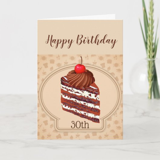 Funny Chocolate Cake 30th Derty Birthday Card Kaart (Voorkant)