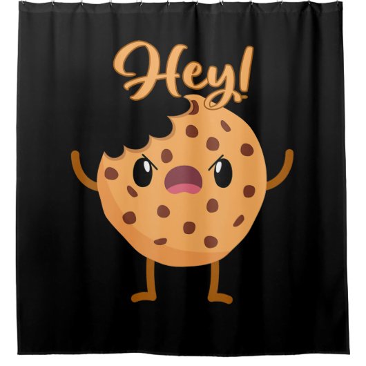 Funny Chocolate Chip Cookie a Bite out Douchegordijn (Voorkant)