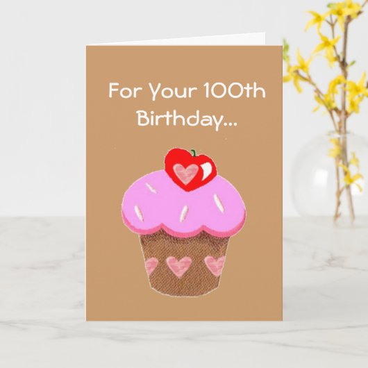 Funny Chocolate Cupcake 100e carte d'anniversaire (Fleur jaune)