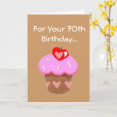 Funny Chocolate Cupcake 70e carte d'anniversaire (Fleur jaune)