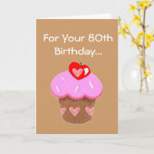 Funny Chocolate Cupcake Carte d'anniversaire 80e (Fleur jaune)