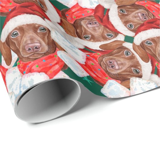 Funny Chocolate Dachshund-kerstpatroon Cadeaupapier (Rol Hoek)