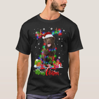 Funny Chocolate Lab Dog Merry Kerstparty Fami T-shirt