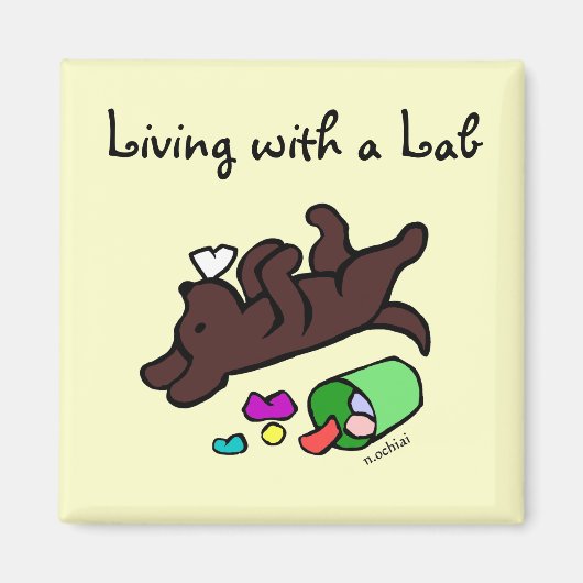 Funny Chocolate Labrador Cartoon Illustratie Magneet (Voorkant)
