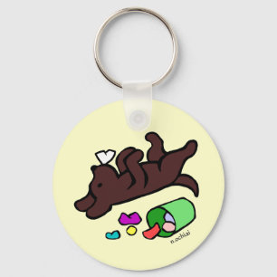 Funny Chocolate Labrador Cartoon Illustratie Sleutelhanger