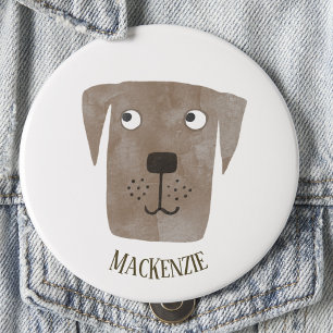 Funny Chocolate Labrador Retriever Dog Custom Name Ronde Button 3,2 Cm