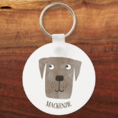 Funny Chocolate Labrador Retriever Dog Custom Name Sleutelhanger (Achterkant)