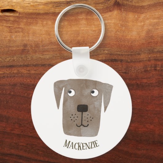 Funny Chocolate Labrador Retriever Dog Custom Name Sleutelhanger (Achterkant)
