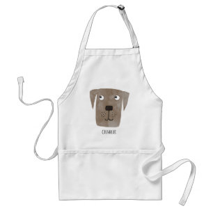Funny Chocolate Labrador Retriever Dog Custom Name Standaard Schort