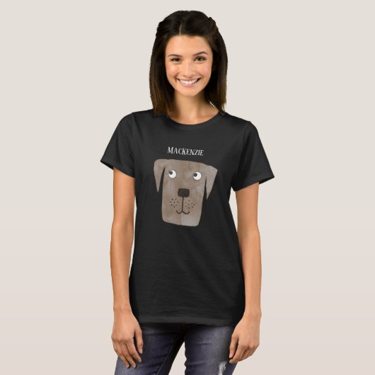 Funny Chocolate Labrador Retriever Dog Custom Name T-shirt (Voorkant volledig)