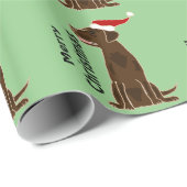 Funny Chocolate Labrador Retriever kerstkunst Cadeaupapier (Rol Hoek)