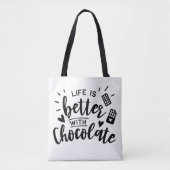 Funny Chocolate Lover Chocolate Addicate Quote Draagtas (Voorkant)