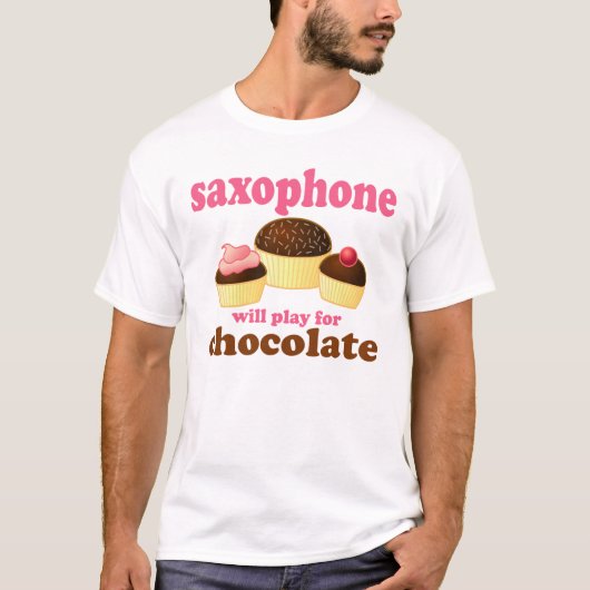 Funny Chocolate Saxophone T-shirt (Voorkant)