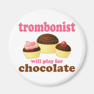 Funny Chocolate Trombonist Gift Magneet