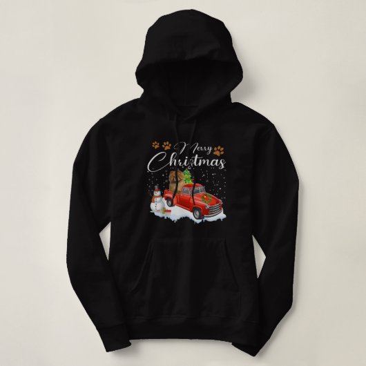 Funny Chow Dog Snow Red Truck Kerstmis Hoodie (Design voorkant)