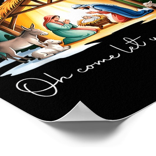 Funny Christian Christmas Jesus Oh Come Let Us Ado Poster (Hoek)