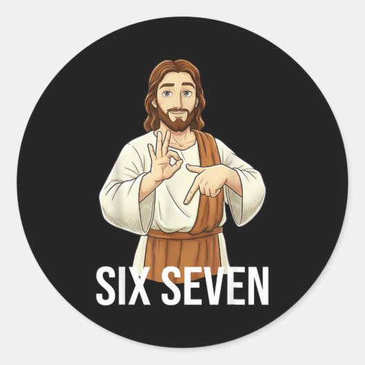 Funny Christian Jesus Six Seven 67 Faith Humor Chr Ronde Sticker (Voorkant)
