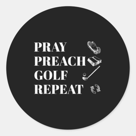 Funny Christian Pray Preach Golf Repeat Pastor Min Ronde Sticker (Voorkant)