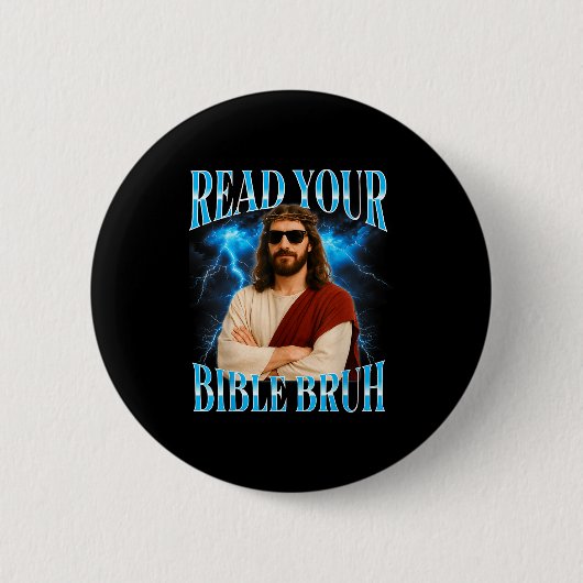 Funny Christian Read Your Bible Bruh Ronde Button 5,7 Cm (Voorkant)