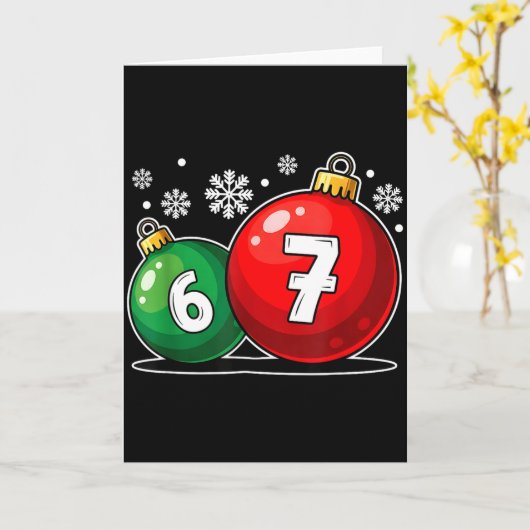 Funny Christmas 67 Six Seven Meme Gen Alpha Slang Kaart (Gele Bloem)