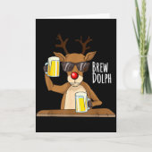 Funny Christmas Alcohol Shirt. Brew Dolph Beer Dri Kaart (Voorkant)