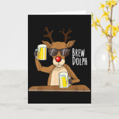 Funny Christmas Alcohol Shirt. Brew Dolph Beer Dri Kaart (Gele Bloem)