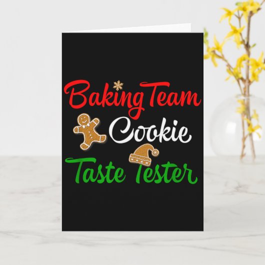 Funny Christmas Baking Team Cookie Taste Tester Kaart (Gele Bloem)