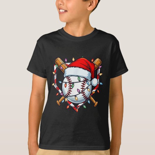 Funny Christmas Baseball Santa Hat For Baseball Pl T-shirt (Voorkant)