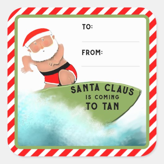 Funny Christmas Beach Cadeau Labels (Voorkant)