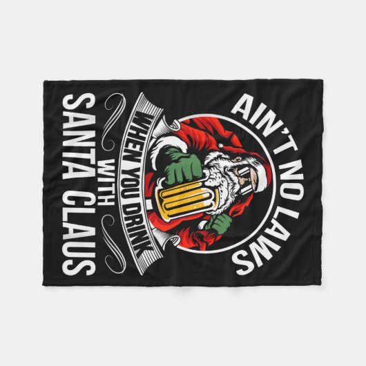 Funny Christmas Beer Drinking With Santa Clause  Fleece Deken (Voorkant (Horizontaal))