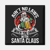 Funny Christmas Beer Drinking With Santa Clause Magneet (Voorkant)