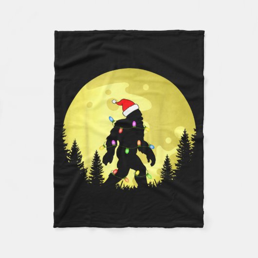 Funny Christmas Bigfoot Santa Hat Moon Sasquatch M Fleece Deken (Voorkant)