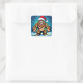 Funny Christmas Bigfoot Sasquatch Vierkante Sticker (Tas)