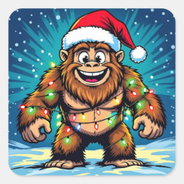 Funny Christmas Bigfoot Sasquatch Vierkante Sticker
