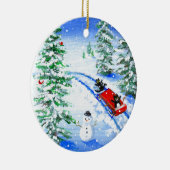 Funny Christmas Black Cat Art Creationarts Keramisch Ornament (Rechts)