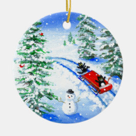 Funny Christmas Black Cat Art Creationarts Keramisch Ornament