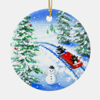 Funny Christmas Black Cat Art Creationarts Keramisch Ornament