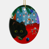 Funny Christmas Black Cat Art Creationarts Keramisch Ornament (Rechts)